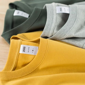 Streetwear Boxy à col en O 100% coton pour hommes, t-shirt uni de qualité luxueuse, logo personnalisé, coupe régulière, grande taille - Product Image 1