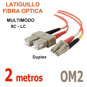 สายแพทช์ไฟเบอร์ออปติก SC-LC OM2 แบบดูเพล็กซ์ 2 เมตร สำหรับเครือข่าย FTTH - Product Image 1