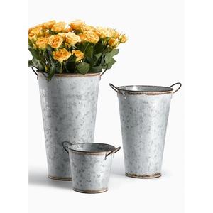 Maceta de flores de Metal personalizada para el hogar, juego de macetas altas galvanizadas decorativas para exteriores e interiores con mango - Product Image 1