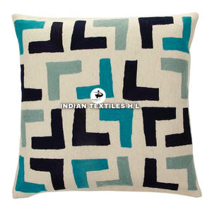 Designer Wool Handmade Kashmiri Embroidery Wool Chain Stitched Cushion Cover For Sofa Living Room Hot Selling Product By ITHL - Product Image 4