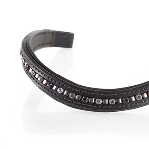 Canal vacío acolchado cuero caballo ceja banda diseñador con 1 Fila cristales coloridos diamantes de imitación mega Bling brida ceja banda - Product Image 3