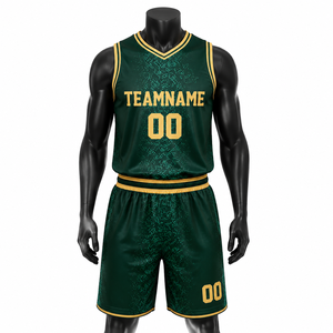 Ensemble d'uniformes d'équipe de basketball respirants personnalisés |   Shorts de basket-ball sublimés à l'avant, 100% polyester |   Marque privée OEM - Product Image 1