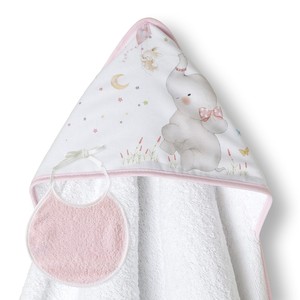 Serviette de bain pour nouveau-nés 1X1 MT. Mod. Serviette en tissu éponge rose Elefante avec motif de dessin animé imprimé pour la salle de bain - Product Image 1