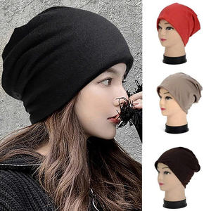 หมวกบีนนี่ผ้าฝ้ายผสมยูนิเซ็กส์สีพื้นให้ความอบอุ่นสำหรับฤดูหนาว - Product Image 3