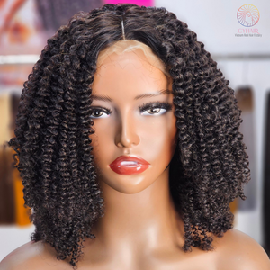 Perruque de cheveux humains crépus bouclés 14 pouces prix bon marché 4X4 dentelle avant couleur naturelle perruques de cheveux bouclés bruts en gros - Product Image 1