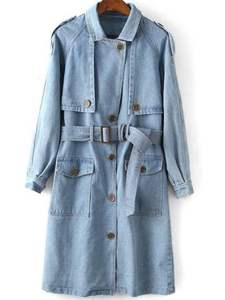 Chaqueta Larga de Mezclilla para Mujer, Estilo Chic, Holgada, Versátil, Hasta la Rodilla, Moderna, Ideal para Combinar, Estilo Vintage Urbano - Product Image 3