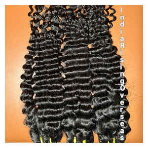 Extensiones de Cabello Humano Natural Sin Procesar, Ondulado Profundo, Cabello Remy Indio, Mechones Dobles Cosidos a Máquina, Brillo Natural, Cabello de Templo, Suave - Product Image 2