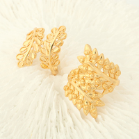 NYH Fashion Leaf Shape Offene große breite Band Ring Ornament Großhandel vergoldeten Schmuck Ring