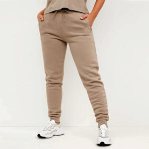 65% coton 35% Polyester doux Jersey tissu côtelé poignets base surdimensionné surdimensionné Jogger Taupe femmes survêtement bas - Product Image 2