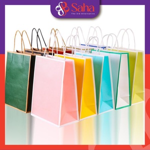 Sacs cadeaux en papier kraft de luxe personnalisés OEM Sacs à provisions de couleur personnalisés à la mode Impression offset Emballage artisanal imprimé - Product Image 6