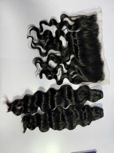 Extensiones de Cabello Humano Remy Azura de Fábrica, Frontales a Granel, Doble Trama, Doble Grosor, Ondulado, Negro, Todos los Colores, Sin Procesar - Product Image 2