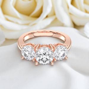 Anillo de compromiso de solitario de moissanita de 1,10 quilates, K Juego de puntas de oro macizo de 10/14K/18K para mujer - Product Image 3