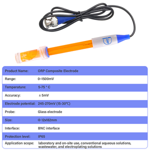 <span class=keywords><strong>ORP</strong></span>-501 <span class=keywords><strong>Orp</strong></span> Composiet Elektrode <span class=keywords><strong>Orp</strong></span> Sonde Sensor Bereik 0 ~ 1500mv-Bnc Connector, Platina Ring, Voor Afvalwater & Lab Gebruik - Product Image 6
