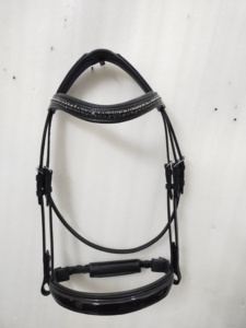 Bride rembourrée en cuir anatomique durable avec pierre de couleur noire et bride de dressage avec rênes Web disponible à bas prix... - Product Image 3