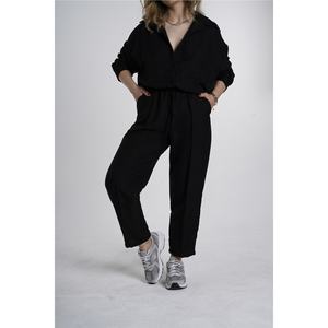 Pantaloni da camicia estivi Oversize in tessuto di lino superiore e inferiore - Product Image 6