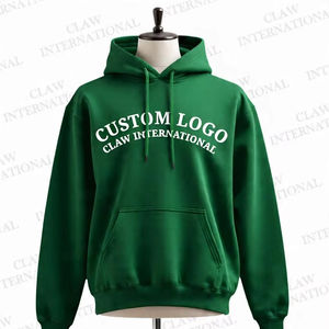 Customizable Men's Heavyweight 100% Cotton Pullover Hoodie Winter Solid Pattern <b>Fleece</b> with Embroidered <b>Thermal</b> Technique - Product Image 1