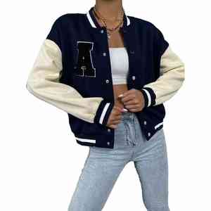 Tendance Femme Vêtements Brodé Personnalisé Crop Top Baseball Veste Femmes Varsity Veste - Product Image 1