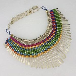Urthn <b>Gold</b>-Plated Multi-Thread Statement <b>Necklace</b> 1104143D-for Parties Engagement Anniversary-Featuring Alloy <b>Pearl</b> Great Gift - Product Image 1