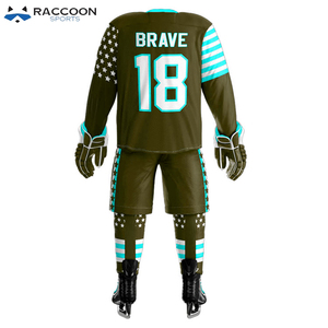 Tenue d'équipe sportive, maillot de hockey sur glace, uniforme respirant à séchage rapide, 100% polyester, qualité supérieure, logo personnalisé cousu, Raccoon Sports - Product Image 4