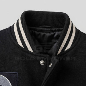 Chaqueta Varsity de Invierno para Hombre, Fabricada en Fábrica, con Bordado Chenille, Mangas de Cuero, Mezcla de Lana Premium, Estilo Casual - Product Image 4