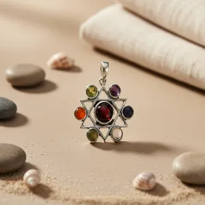 ART PALACE Collier Pendentif Chakra en Argent Sterling 925 Hypoallergénique pour Femme, Design Délicat Spirituel, Bijou en Cristal et Pierre Précieuse - Product Image 3