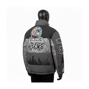 Veste matelassée pour homme, tissu polyester 380 GSM Premium, tissu matelassé chaud d'hiver, broderie à empiècements avec logo personnalisé - Product Image 4