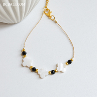 Bracelet pour femme en coquille d'agate naturelle, motif trèfle bohème, vente en gros, bijoux artisanaux de qualité supérieure, fabrication BC Bali, Indonésie, cadeau
