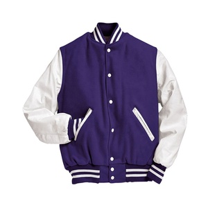 Veste universitaire unisexe brodée sur mesure en polaire avec manches en cuir Vente en gros Bomber de baseball pour la saison d'hiver - Product Image 4
