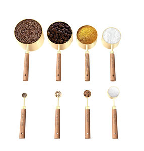 Brass <b>Measuring</b> Cups and <b>Spoons</b> With Wooden Handle for Dry/Liquid Ingredients Baking Used <b>Measuring</b> <b>Spoon</b> - Product Image 6