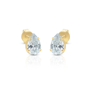 Teardrop <b>Gold</b> <b>Earrings</b> with CZ Stone Fashion Drop Design - Product Image 1