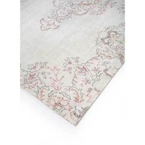 Tapis en laine noués à la main vintage ivoire Pae-1570 pour la maison - Motif médaillon rectangulaire abstrait pour salon, couloir, entrée - Product Image 2