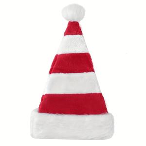 Chapeau de Père Noël en peluche à rayures rouge vert blanc Chapeau de Noël Décorations de fête de Noël Performance Dress up Props - Product Image 6