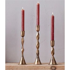 Ensemble de bougeoirs coniques en laiton martelé de luxe, style nordique, support de bougeoir en métal géométrique pour table à manger, décoration de Noël, mariage - Product Image 1