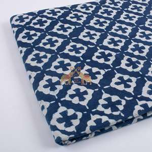 Latest Collection Pure Cotton Indigo Floral Block Print Fabric Handmade Eco-Friendly Twill Natural Dyed Indian Dress Fabric - Product Image 4