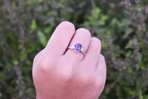 2025 New Arrival Minimalistic Leaf Design <b>Statement</b> <b>Rings</b> 925 Sterling <b>Silver</b> Natural Amethyst Faceted Gemstone Classic Weddings - Product Image 5