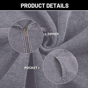 Cổ Điển Axit Rửa Dây Kéo Áo Cho Nam Giới Quá Khổ Drop Shoulder Thời Trang Phố Dày Cotton Cao Cấp Chất Lượng Hiện Đại Xu Hướng sty - Product Image 5