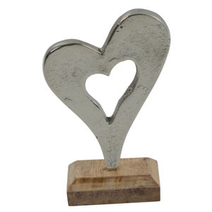 Adornos navideños de alta calidad, corazón de Metal con Base de madera, nueva decoración X Mas para accesorios de mesa, corazón de Metal - Product Image 5