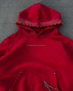 Pull-over à capuche surdimensionné personnalisé pour hommes, poids lourd 100% coton, logo imprimé délavé à l'acide, affichage sans cordes pour l'hiver - Product Image 4