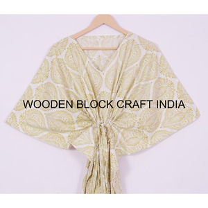 Robe Kaftan en coton pour femmes, style fait main, pour les fêtes, couleurs mélangées, manches courtes, nouvelle arrivée, robe bohème vintage - Product Image 2