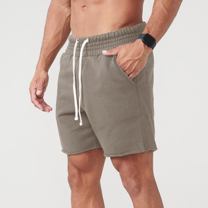 Short de sport d'été pour hommes, coupe ajustée, coton, spandex et polaire pour la course à pied, gym, fitness, hip hop, teint uni - Product Image 1