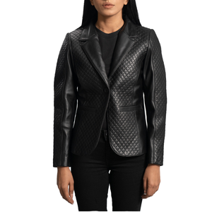 Blazer en cuir prêt-à-porter léger et confortable, personnalisable avec votre marque, idéal pour la mode féminine et les tenues décontractées quotidiennes - Product Image 1