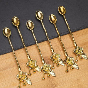 Mango de flores de lujo Cuchara de té y café Juego de 6 piezas Precio a granel de La India - Product Image 3