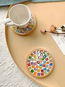 Star Shaped Mosaic Wood <b>Glass</b> <b>Coasters</b> Coffee Cup Mat Heat Insulation Table Pad Kitchenware Dining Home Bar Restaurant Drink Mat - Product Image 6