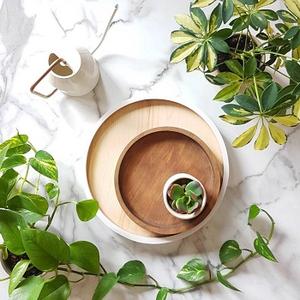 Acacia <b>Wooden</b> <b>Round</b> Fruit Tray Household Simple Solid Wood Snack Dessert <b>Wooden</b> Plate Products For The Kitchen - Product Image 1