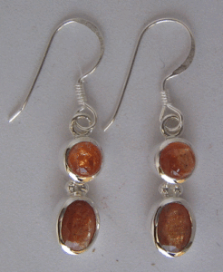 Shah Gems Women's Natural Sunstone <b>Dangle</b> <b>Earrings</b> Cute Gold-Plated 925 Sterling <b>Silver</b> Drop <b>Earrings</b> with Pear Diamond Stones - Product Image 1
