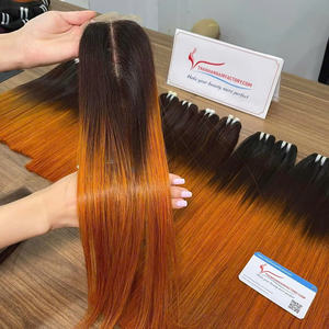 VENTE CHAUDE!! Os vietnamien droit Ombre couleur Orange et noir couleur machine trame extension de cheveux de haute qualité - Product Image 5