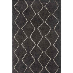 Moroccan Dark Grey Shaggy <b>Rug</b> 840-Plush Faux <b>Rabbit</b> <b>Fur</b> Machine Made Hallway Runner for Living Room - Product Image 1