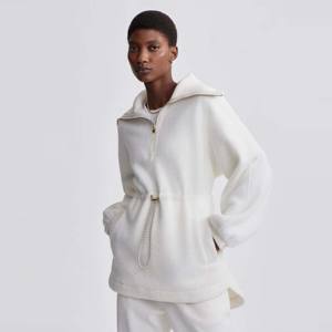 Chaqueta Sherpa de media cremallera para mujer con cuello alto, forro polar suave y cálido para ropa informal de invierno - Product Image 2