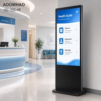 AOOWHAO 55 Inch Floor Standing Interactive Digital Signage for Hospital 4K UHD Touch Screen Medical Kiosk with 3-Year Warranty