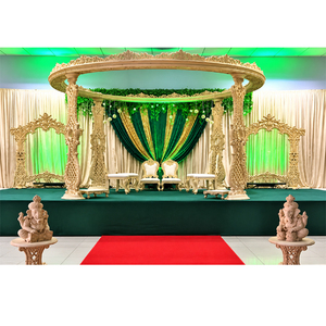Mandap de mariage gujarati en bois Royal Touch, artisanat en bois à bas prix, mandap de mariage méga en bois, ensemble de mandap de mariage en bois avec couronne, États-Unis - Product Image 1